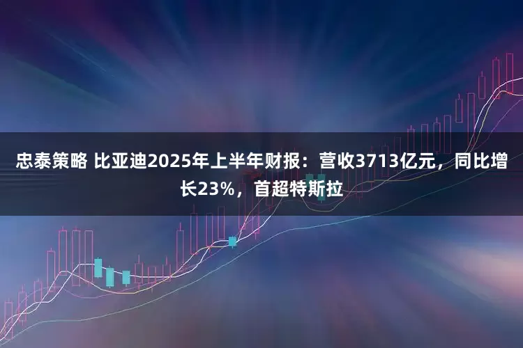 忠泰策略 比亚迪2025年上半年财报：营收3713亿元，同比增长23%，首超特斯拉